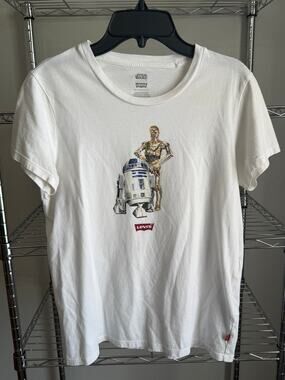 Levi's x Star Wars Women's Small T-Shirt White R2-D2 C-3PO Graphic Tee